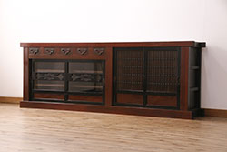 ラフジュ工房オリジナル　古建具リメイク　大正ロマンの雰囲気を演出する色ガラス入り戸棚(収納棚)