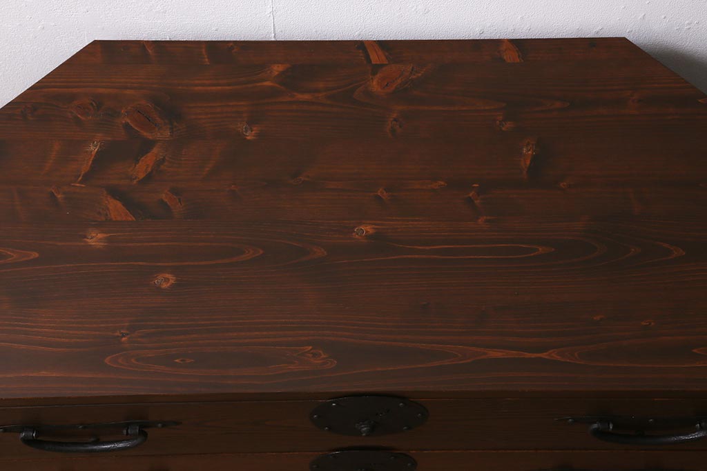 ラフジュ工房オリジナル　古金具リメイク　前板栗材　ヒノキ材　フラップダウン扉が使いやすい和モダンなコーナーテレビ台(キャビネット、テレビボード、収納棚)(R-041040)