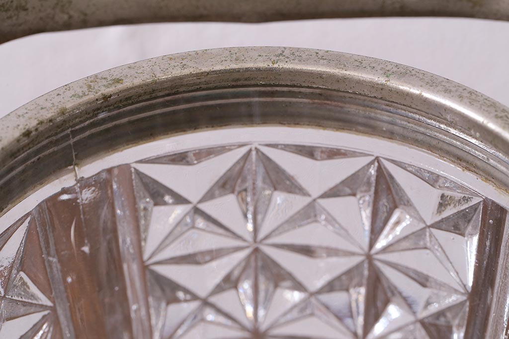 レトロ雑貨　昭和初期　プレスガラスのアイスペール(氷入れ)(R-041127)