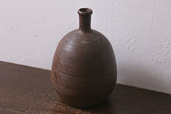 アンティーク雑貨　明治期　備前焼　輪線文　船徳利(とっくり、花瓶、花器)(R-041300)