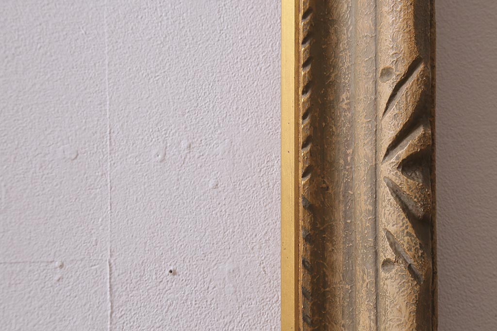 アンティーク雑貨　昭和初期　木彫りがお洒落なフレーム(額縁、ディスプレイ)(R-042172)