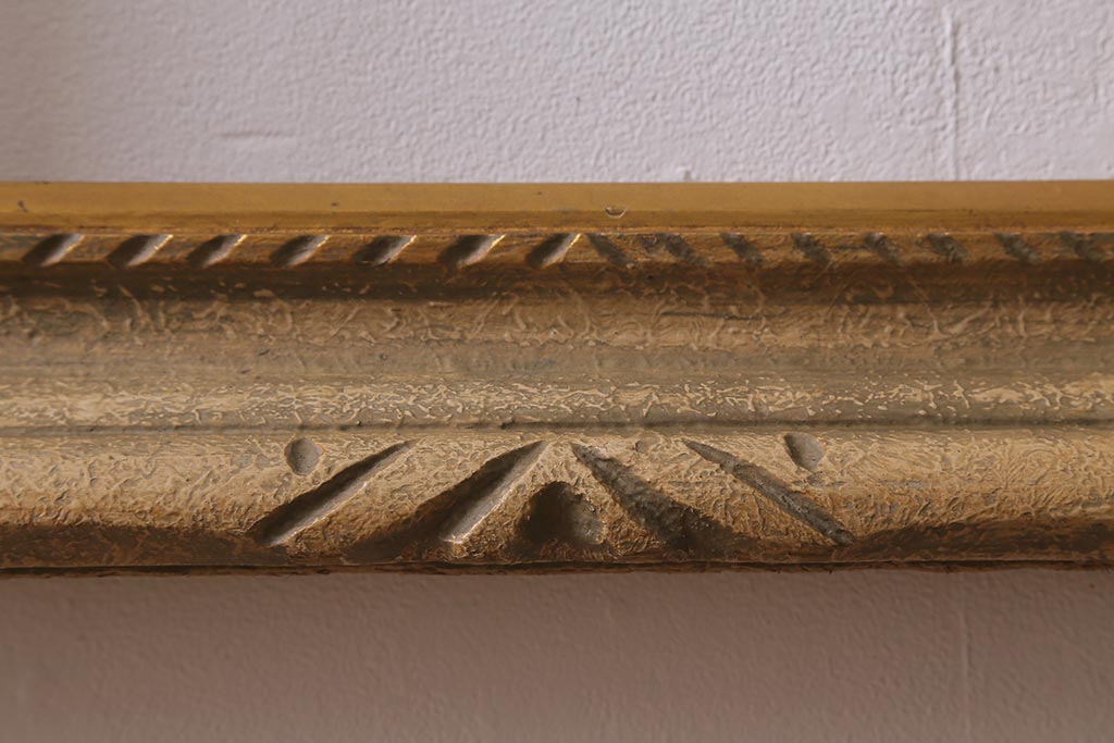 アンティーク雑貨　昭和初期　木彫りがお洒落なフレーム(額縁、ディスプレイ)(R-042172)