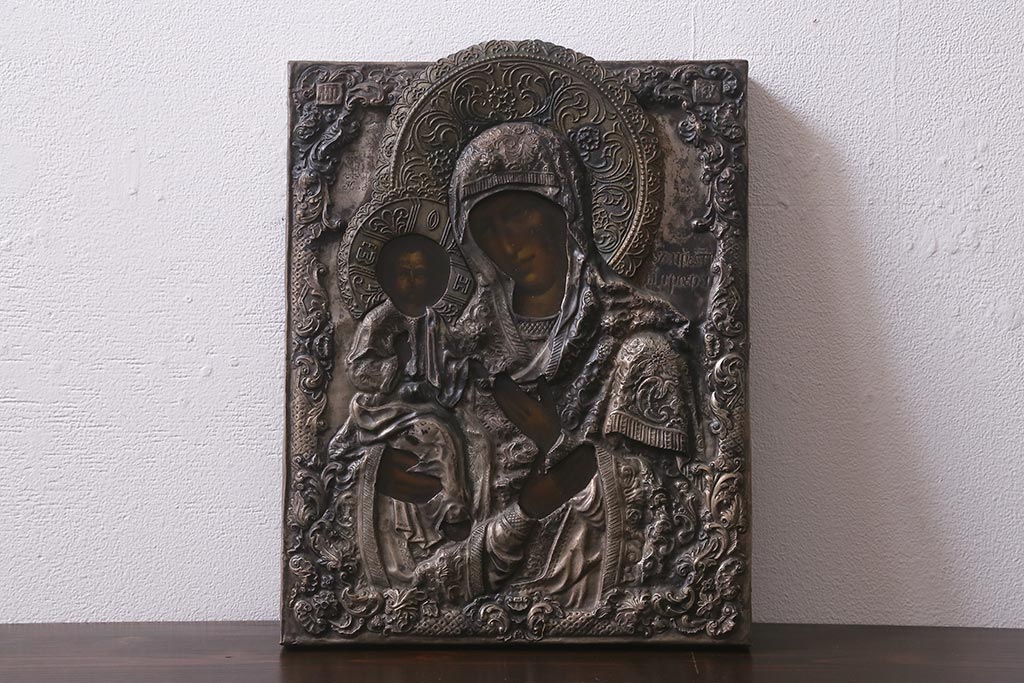 アンティーク雑貨 西洋アンティーク イコン聖像 マリアとイエス