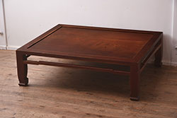 ビンテージ家具　天板一枚板　和空間を高める総ケヤキ材製の座卓(ローテーブル)(R-042288)