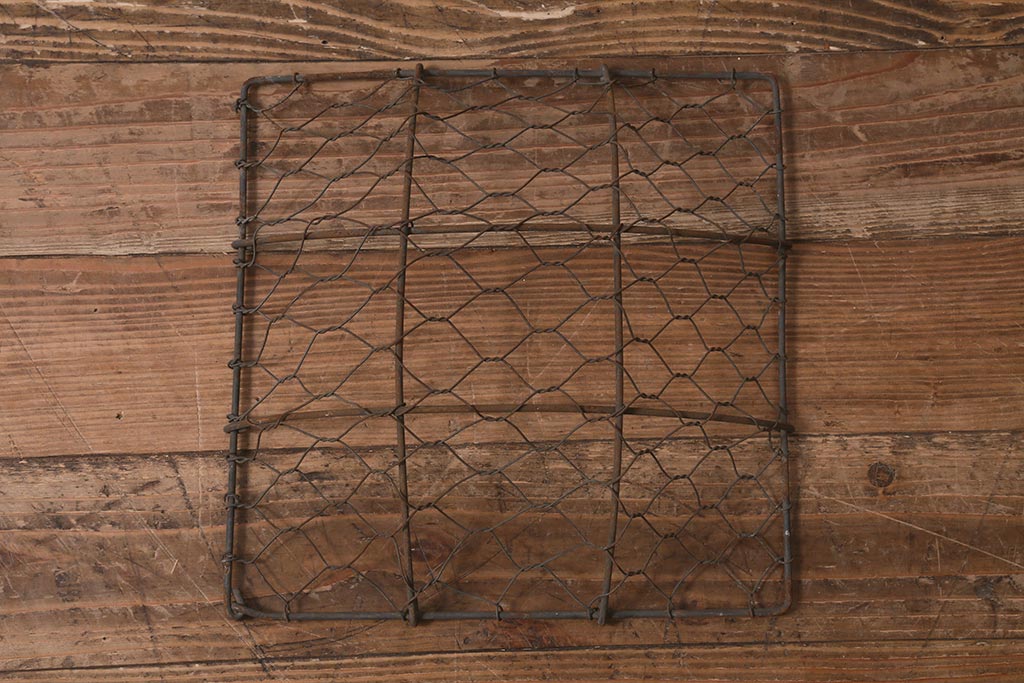 和製アンティーク　昭和初期　昔懐かしの鉄かご(鉄籠、かご、ざる、バスケット)(R-042293)