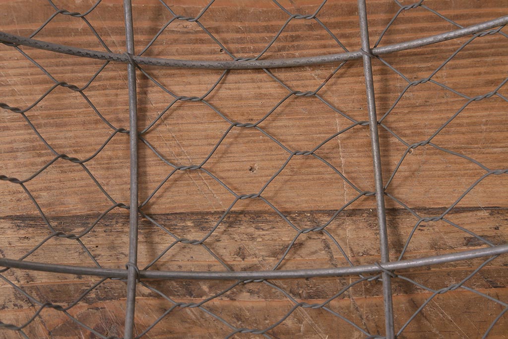 和製アンティーク　昭和初期　昔懐かしの鉄かご(鉄籠、かご、ざる、バスケット)(R-042294)