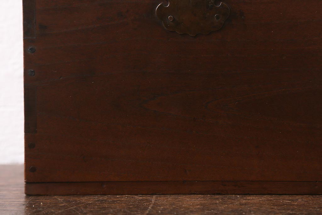 アンティーク雑貨　古民具　明治大正期　趣きある佇まいの印箱(小物収納、小引き出し)(R-042558)