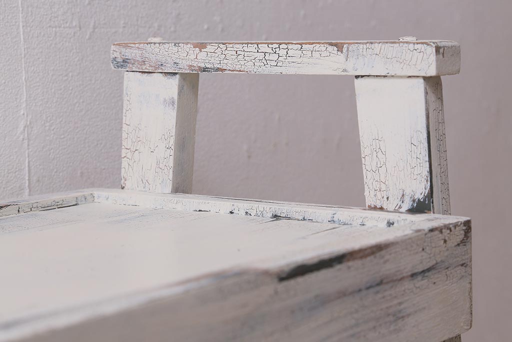 アンティーク家具　昭和初期　ペイント　シャビーシックな佇まいのサイドワゴン(テーブル、サイドテーブル、飾り台、花台)(R-042640)