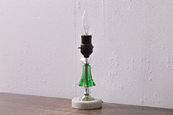 アンティーク照明　昭和初期　台座大理石　グリーンのガラスボディがおしゃれなテーブルランプ(卓上照明、スタンドライト)(R-042860)