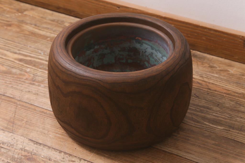 お値下げ中❤️木の火鉢❤️銅板加工済み