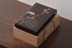 アンティーク雑貨　昭和初期　螺鈿　金蒔絵　梨地　木製硯箱(文箱、収納箱、漆器)(R-043405)