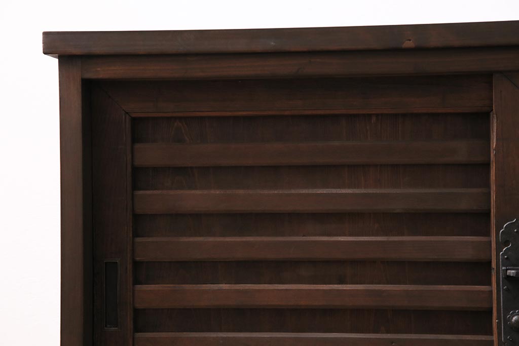 ラフジュ工房オリジナル　古建具リメイク　前板栗材　引き出し付き　和レトロなキャビネット(水屋、収納棚、戸棚)(R-043701)