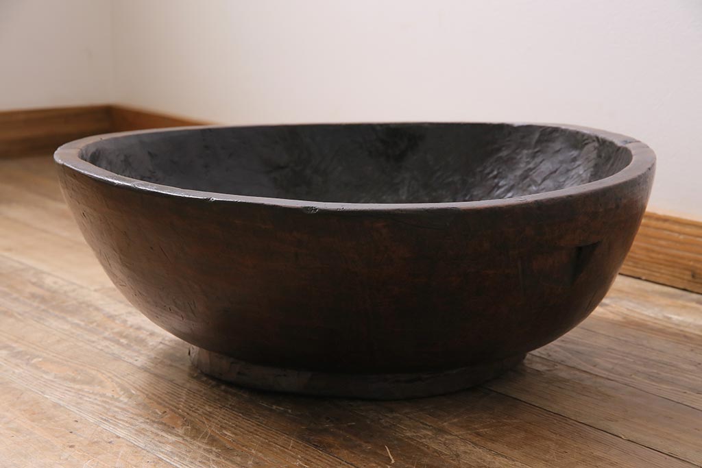 古民具　骨董　和製アンティーク　大正昭和初期　木製のこね鉢(木鉢)(R-043801)
