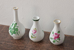 中古　ハンガリー　HEREND(ヘレンド)　ミニチュアベース3点セット(花瓶、花器、陶磁器)(R-044134)