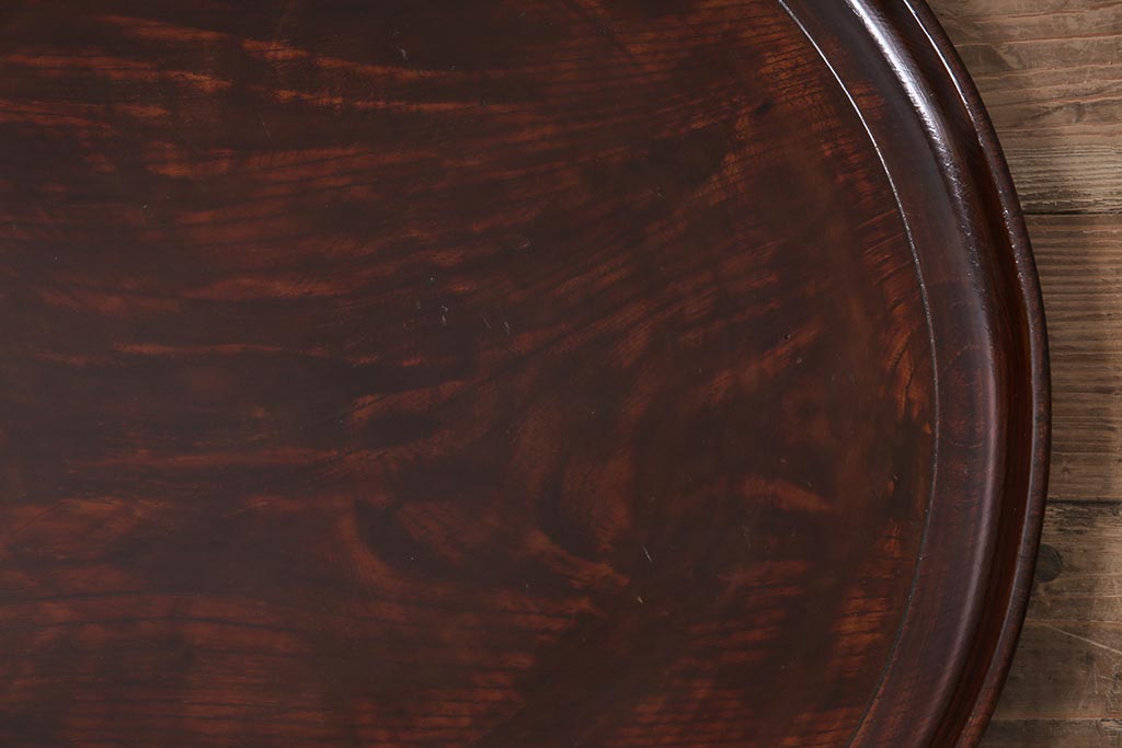 アンティーク雑貨　和製アンティーク　昭和初期　シンプルなデザインのお盆(トレー、丸盆)(R-044158)