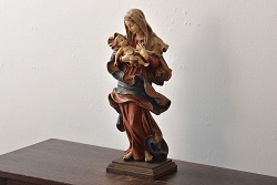 東欧ヴィンテージ　聖母マリア像　木彫(キリストイコン画、ビンテージ)(R-044212)