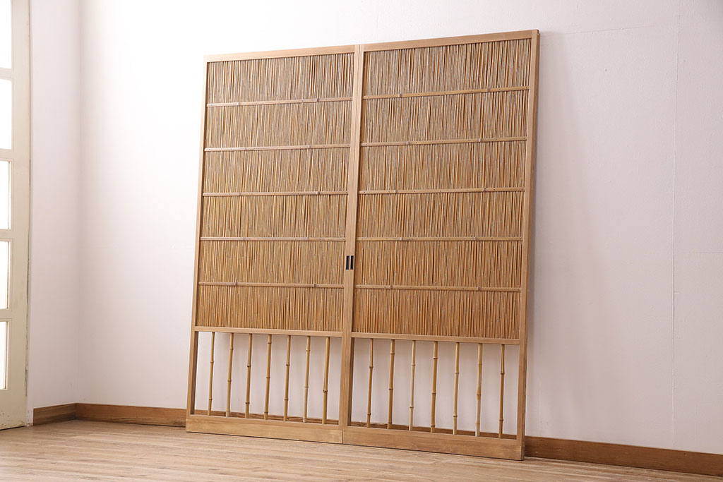 セミオーダー家具実例】昭和中期の御簾戸2枚をリサイズ。新材を足して 