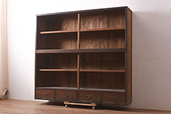 アンティーク家具　シンプルで取り入れやすい木製の飾り棚(オープンラック、シェルフ)(R-044345)