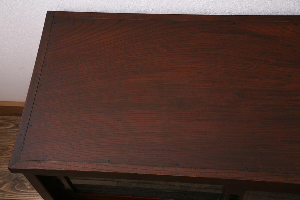 アンティーク家具　リメイク　三方ケヤキ材　高級感漂う上手物のローボード(テレビボード、テレビ台、リビングボード)(R-044383)