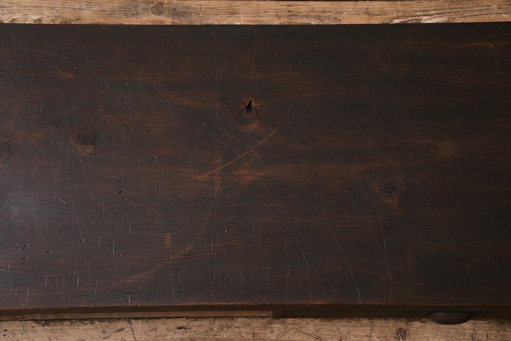 和製アンティーク　大正昭和初期　もみの木一枚板　シックな色合いの裁ち板(座机、ローテーブル、作業台)(R-044545)
