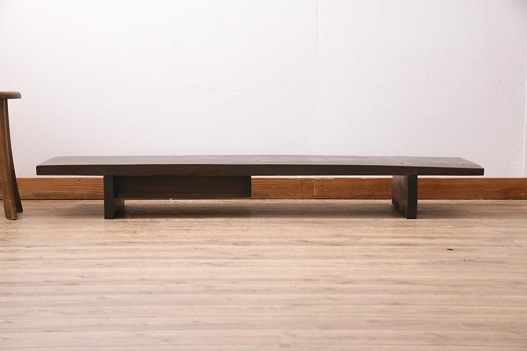 和製アンティーク　大正昭和初期　もみの木一枚板　シックな色合いの裁ち板(座机、ローテーブル、作業台)(R-044545)