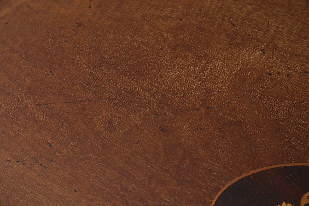 アンティーク家具　イギリスアンティーク　象嵌　マホガニー材　エドワーディアン　象嵌細工が施されたオケージョナルテーブル(サイドテーブル、花台、オーバルテーブル、カフェテーブル)(R-044554)