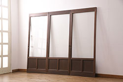 アンティーク建具　イギリスアンティーク　ステンドグラスがおしゃれなアクセントになる木製ドア1枚(木製扉、ガラス扉、玄関ドア)(R-063758)