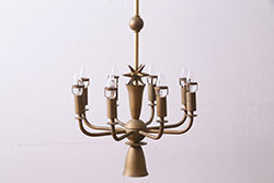 ヴィンテージ照明　アメリカビンテージ　8灯　星型のオブジェがポイントのシャンデリア(天井照明、吊り下げ照明)(R-045174)