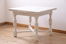 ラフジュ工房オリジナル　すっきりとした鉄脚が魅力的なペイントテーブル(ダイニングテーブル、作業台)(2)