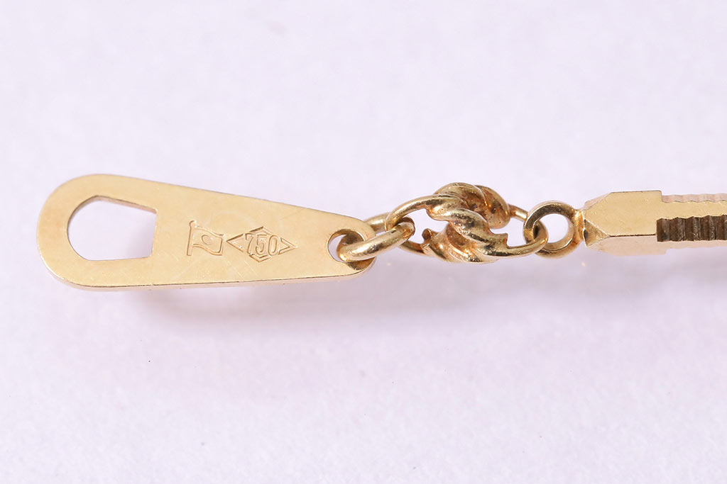ヴィンテージアクセサリー　K18　細かなデザインのゴールドチェーンネックレス(ビンテージ)(R-045388)