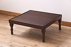 和製アンティーク　大正期　総栗材　脚の挽き加工が美しい座卓(ローテーブル、ちゃぶ台、センターテーブル)(R-045560)