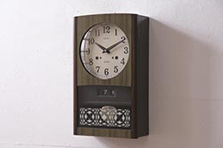 アンティーク時計　昭和中期　SEIKO(セイコー)　ゼンマイ式　カレンダー付き　30DAY　渋い色合いの掛け時計(柱時計、振り子時計)(R-045649)