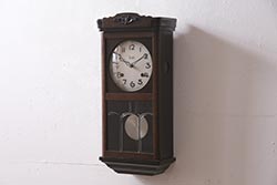 アンティーク時計　昭和中期　Meiji(明治時計社)　ゼンマイ式　大振りのクラシカルな掛け時計(柱時計、振り子時計)(R-045650)