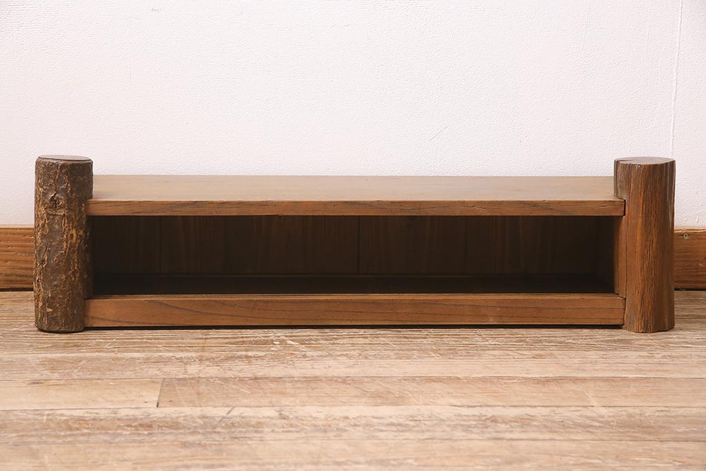 アンティーク家具　大正昭和初期　リメイク　ケヤキ材　独特の存在感を放つテレビ台(置き床、飾り台、ローボード)(R-045741)