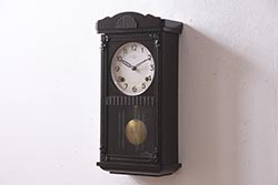 アンティーク時計　昭和中期　ゼンマイ式　林時計　レリーフがお洒落な柱時計(掛時計、振り子時計)(R-045750)