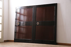 アンティークペイント カーテンレール付きの上質なドア (扉)