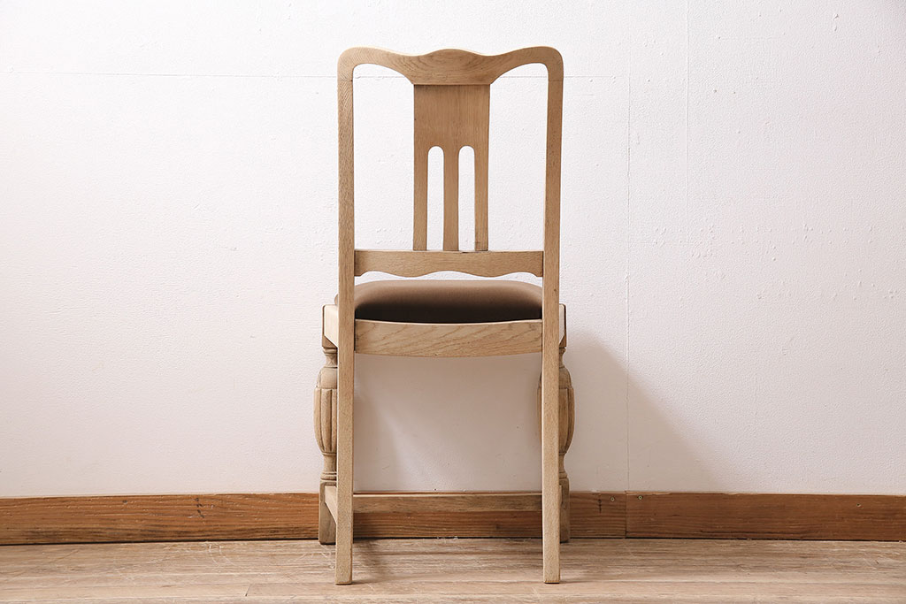 アンティーク家具　イギリスアンティーク　ストリップド(剥離)　オーク材　バルボスレッグのダイニングチェア(椅子)(R-046284)