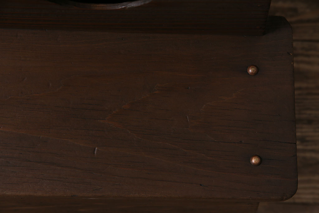 アンティーク家具　昭和中期　ヒノキ材　シンプルなつくりのレトロな踏み台(ステップ、飾り台、花台)(R-046663)