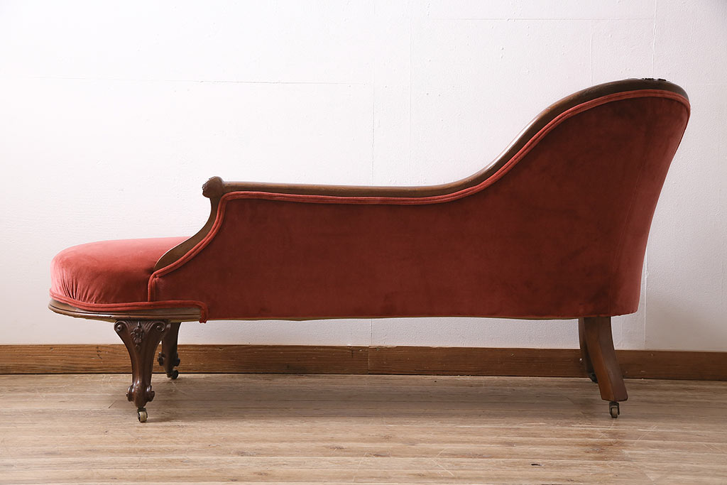 アンティーク家具　マホガニー材　クラシカルなイギリスアンティークのシェーズロング(ソファ、カウチソファ)(R-046719)