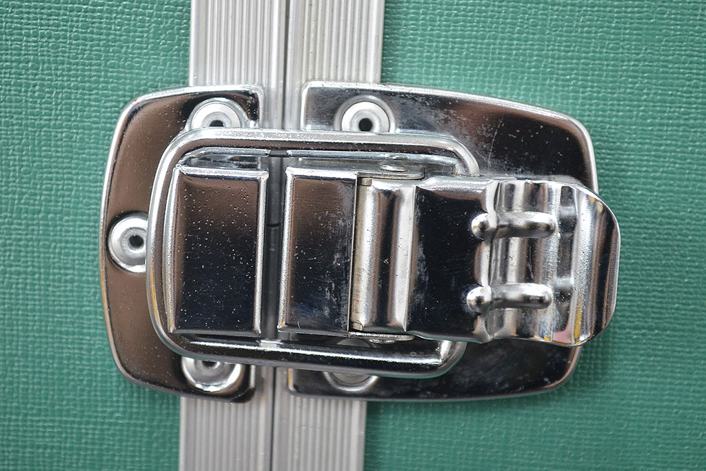 ビンテージ　エメラルドグリーン　トランク(昭和レトロ、鞄、カバン、収納、ディスプレイ)(R-046795)