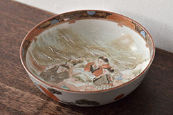 アンティーク雑貨　古民具・骨董　江戸後期　染付　4.6寸なます皿2枚セット(和食器、小皿)(R-040028)