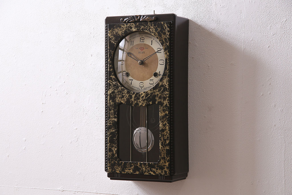 アンティーク時計 昭和中期 RUBY CLOCK(ルビー印) ゼンマイ式 マーブル 