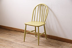ヴィンテージ家具　イギリスビンテージ　ペイント　スモーキーイエローがお洒落なチェア(ダイニングチェア、椅子)(R-046982)
