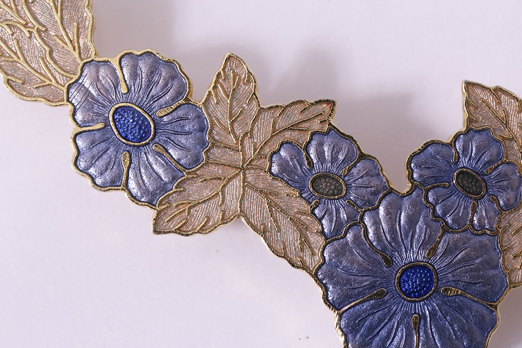 ヴィンテージアクセサリー　アール・ヌーヴォースタイル　花飾り　ネックレス(メタル、ビンテージ)(R-047006)