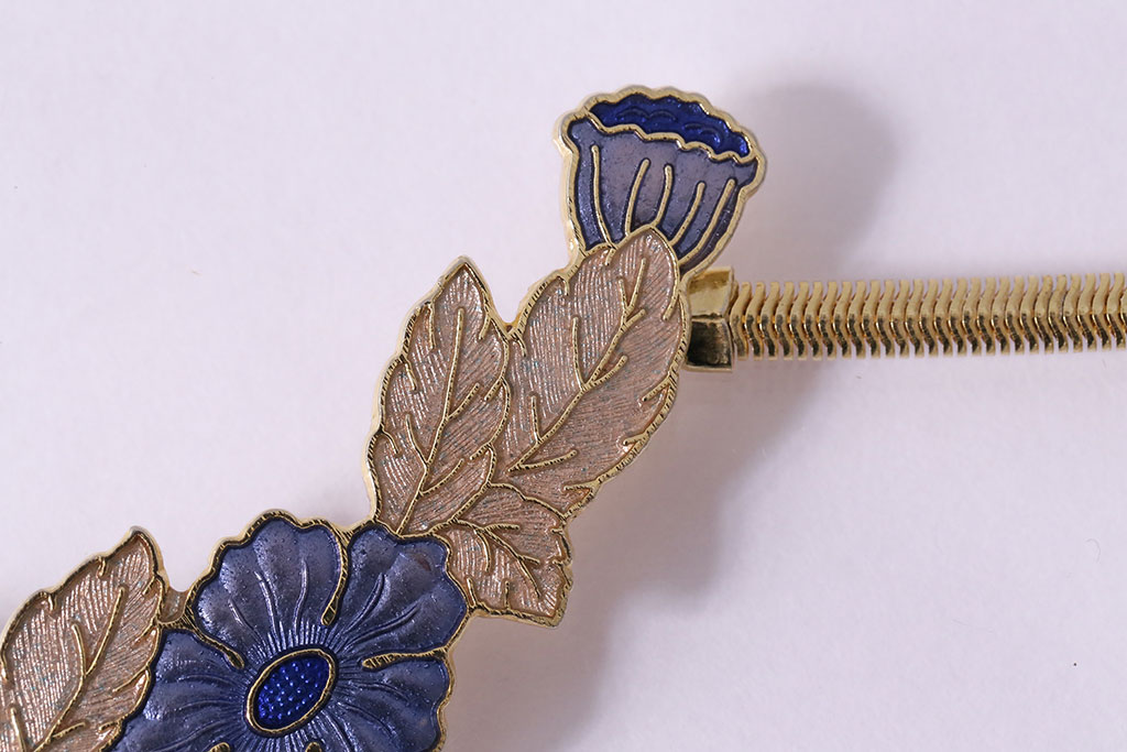 ヴィンテージアクセサリー　アール・ヌーヴォースタイル　花飾り　ネックレス(メタル、ビンテージ)(R-047006)