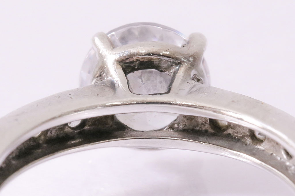 ヴィンテージアクセサリー　イギリス　シルバー925　クリアストーン　リング(指輪、ビンテージ)(R-047011)