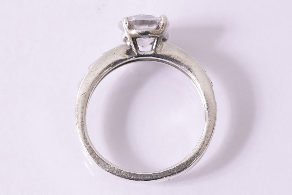 ヴィンテージアクセサリー　イギリス　シルバー925　クリアストーン　リング(指輪、ビンテージ)(R-047011)
