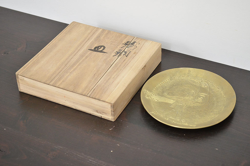 送料無料新品R-047042　宮田宏平作　鋳銅　鳥図　飾り皿(在銘、作家物)(R-047042) その他