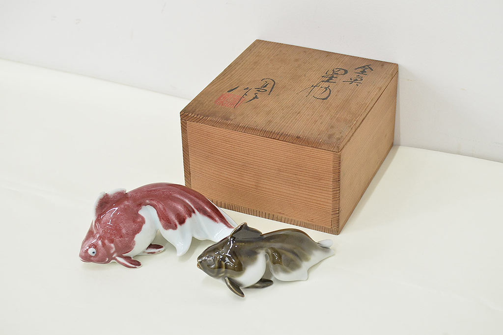 高木鳳子作 金魚一対 置物 共箱(磁器)(R-047087) | ラフジュ工房