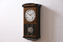ヴィンテージ時計　昭和中期　Meiji(明治時計社)　21DAY　手巻き式　コントラストが格好良い振り子時計(掛け時計、柱時計、古時計、ビンテージ)(R-047129)